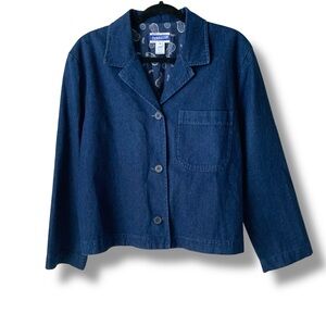 PENDLETON Knockabouts Blue Denim Blazer Vintage Coastal Grandma Classic Size 14
